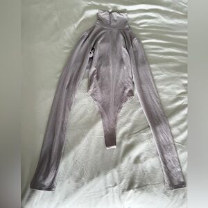 Laina Rauma Dance Class Turtleneck Thong Bodysuit in Plum Truffle size Small